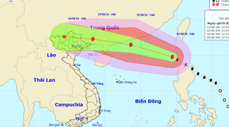 Sơ đồ dự báo bão số 2 - Nguồn: Trung tâm dự báo khí tượng thủy văn Trung ương.